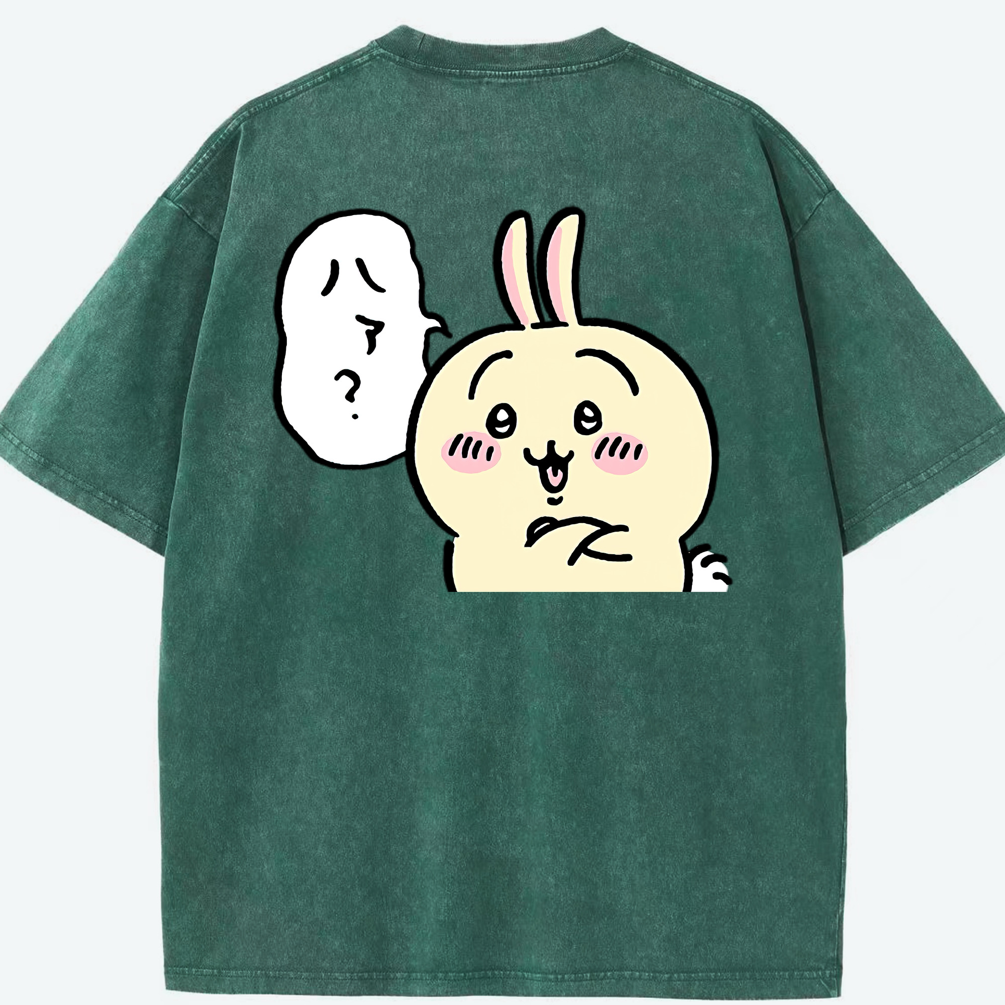 （画像用） ちいかわ うさぎ Chii-kawa usagi 綿100% ヴィンテージ風 半袖Tシャツ（背面プリント）